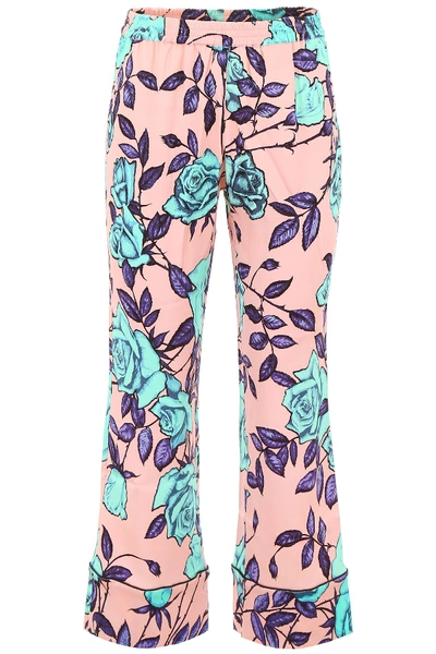 Scrambled Ego Pyjama Trousers With Roses Print In Pink Violet