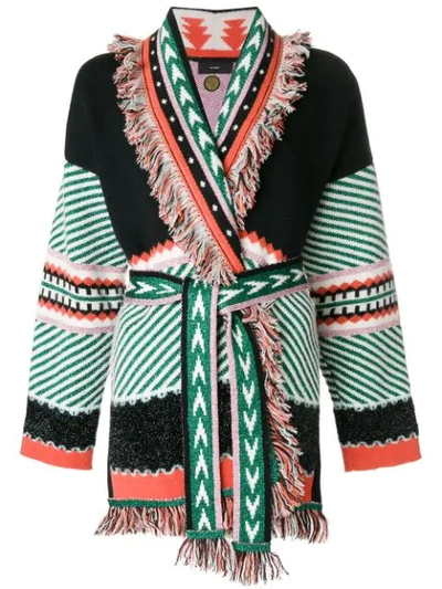 Alanui Thunder Bolt Cardigan In Black Multi|verde