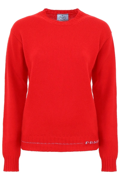 Prada Cashmere Pullover In Rosso (red)