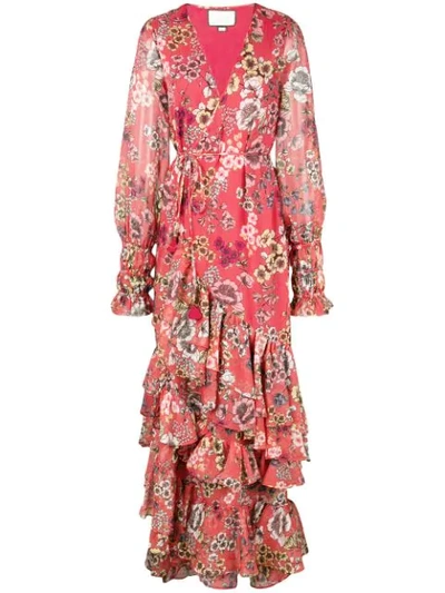 Alexis Ruffle-trimmed Floral-print Maxi Wrap Dress In Eden Floral Red
