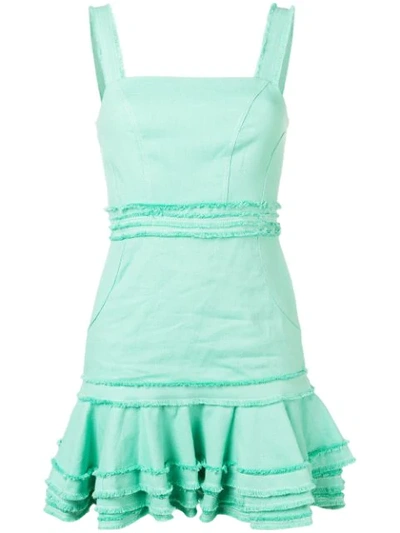 Alexis Judith Linen Sleeveless Ruffle Mini Dress In 5027 Sea Glass