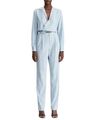 Ralph Lauren Judson Belted Luxury Wool Jumpsuit In Blue