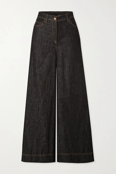 Brunello Cucinelli Jean Maxi Skirt Pants, Black In Blue