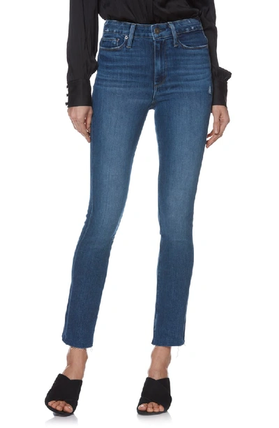 Paige Margot Straight-leg Ankle Jeans With Raw Hem In Braelynn