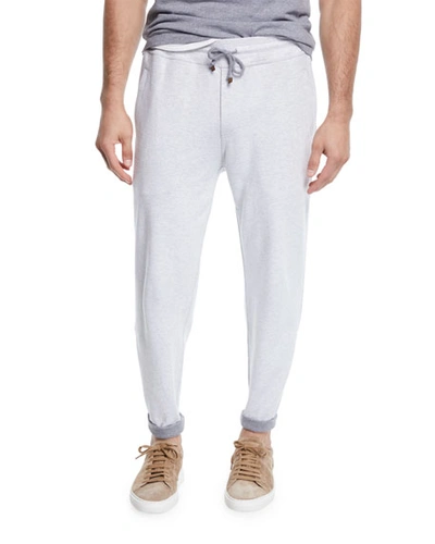 Brunello Cucinelli Men's Open Bottom Sweatpants In Gray