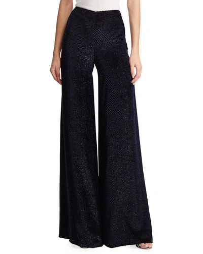 Ralph Lauren Daria Dream Velvet Fil Coupe Palazzo Pants In Navy