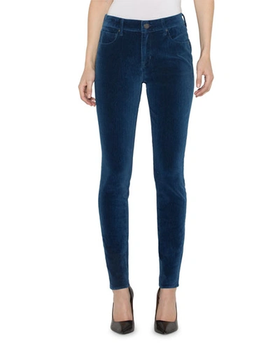 Parker Smith Ava Velvet Mid-rise Skinny Jeans In Indigo Velvet