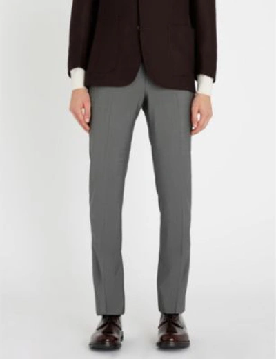 Corneliani Leader-fit Straight Wool And Mohair-blend Trousers In Grey