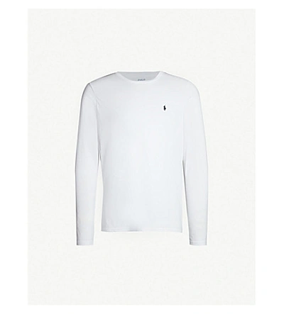 Polo Ralph Lauren Crewneck Long-sleeved Cotton-jersey T-shirt In White