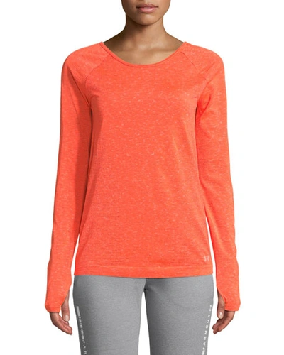 Under Armour Vanish Seamless Space-dye Long-sleeve Top In Red/silver