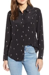 Rails Kate Lipstick-print Silk Button-down Top