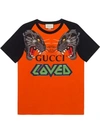 Gucci Oversized Tiger And Logo-print T-shirt In Basic