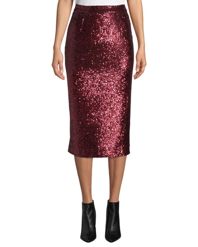 A.l.c Val Sequined Pencil Skirt In Wine