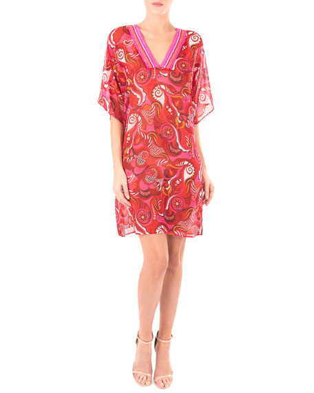 Lise Charmel Coraux Merveille Printed V-neck Tunic In Coraux Solaire ...