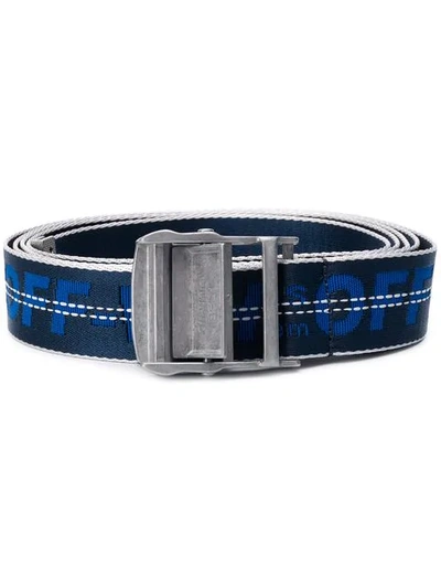 Off-white Men's Industrial Web Logo Belt - Silvertone Hardware In Blue