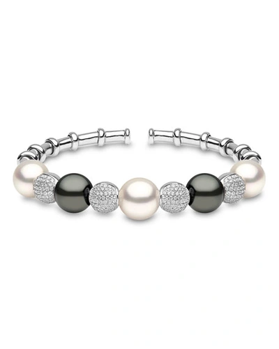Yoko London 18k White Gold South Sea & Tahitian Pearl Bracelet W/ Diamonds
