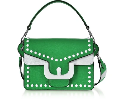 Coccinelle Ambrine Graphic Studs Color Block Leather Crossbody Bag In Green