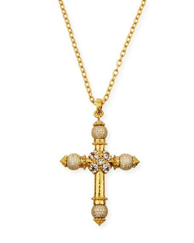 Jose & Maria Barrera Crystal Cross Pendant Necklace In Gold