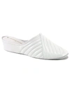 Jacques Levine Two-tone Metallic Quilted Slippers In White
