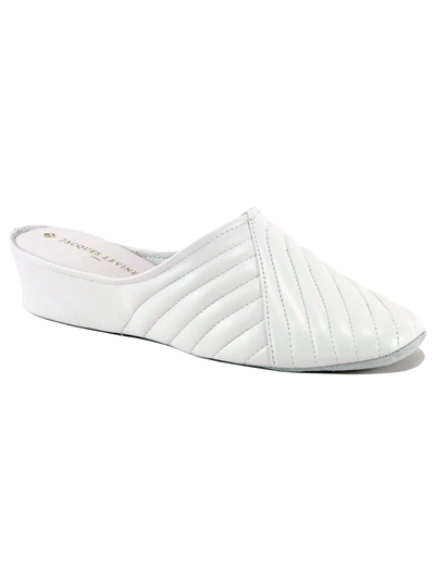Jacques Levine Two-tone Metallic Quilted Slippers In White