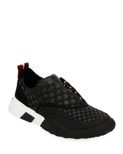 Bally Men's Geck Checkerboard Runner Sneakers In Black