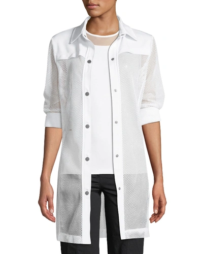 Anatomie Katia Snap-front Mesh Trench Coat In White