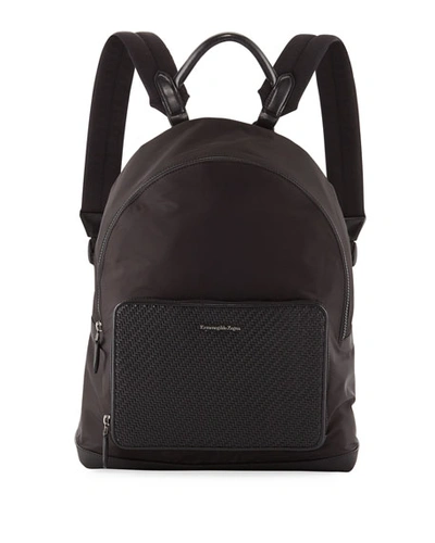 Ermenegildo Zegna Men's Nylon Backpack In Black