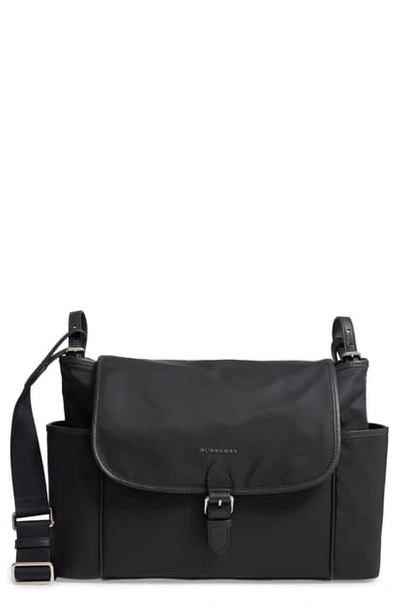 Burberry Flap-top Canvas Diaper Bag In Black