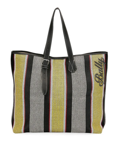 Bally Men's Phoenix Striped Tote Bag In Yellow