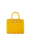 Ferragamo Mini Studio Top Handle Bag In Medallion Yellow/gold