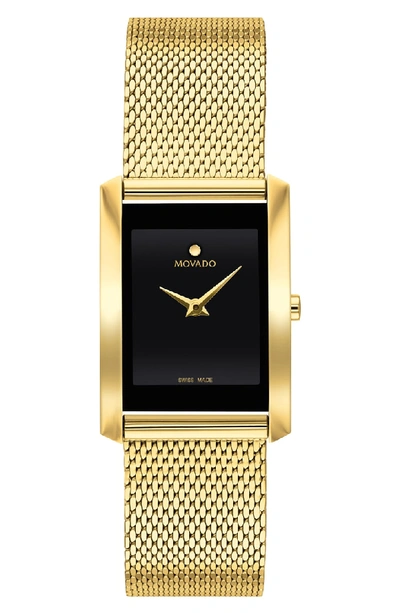 Movado La Nouvelle Gold-tone Mesh Watch, 21mm X 29mm In Black/gold