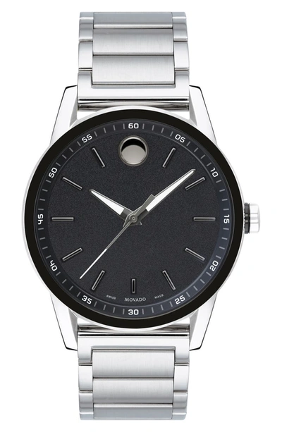 Movado Museum Sport Silver-tone Watch, 42mm In Black/silver