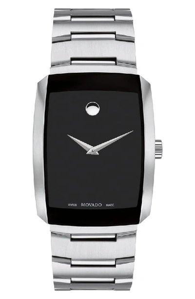 Movado Men's Eliro Square Modern Watch, Silver In Silver/ Black/ Silver