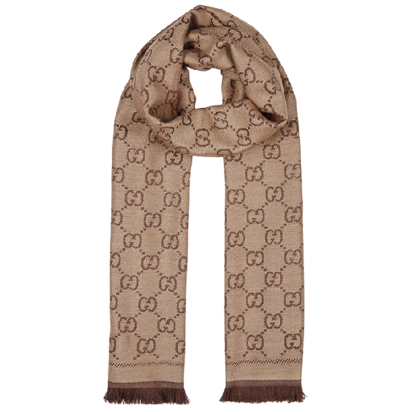 gucci wool gg jacquard scarf