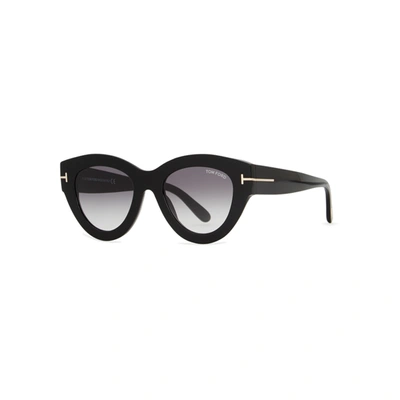 Tom Ford Ft0762 Anya Pol W Cateye Polarized Sunglasses In Black