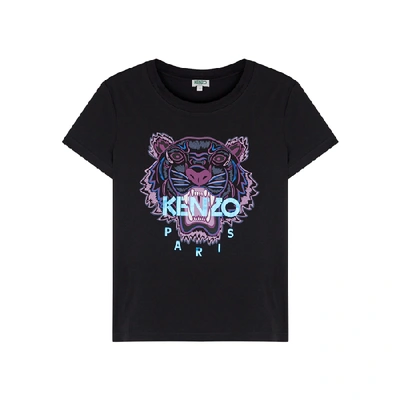 Kenzo Tiger-print Cotton T-shirt In Black