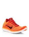 Nike Men's Free Rn Flyknit Lace Up Sneakers In Crimson Orange/black
