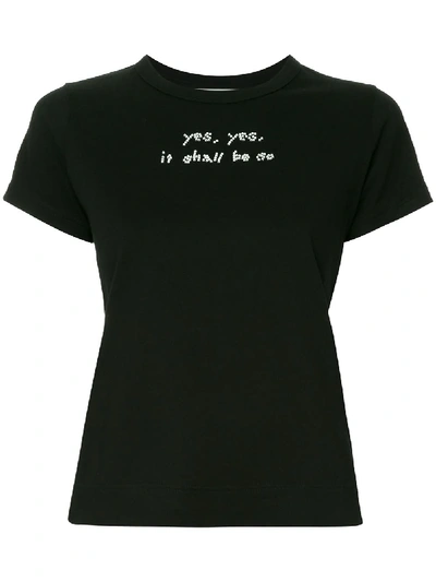 Tu Es Mon Tresor Tu Es Mon Trésor Beaded Slogan T-shirt - Black