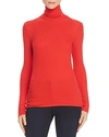 Enza Costa Ribbed Turtleneck Top In Iconic Red