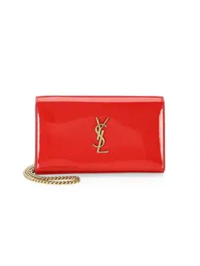 Saint Laurent Patent Leather Wallet-on-chain In Rouge Eros