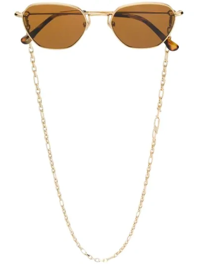 Alessandra Rich Linda Farrow X  Round Sunglasses In Gold