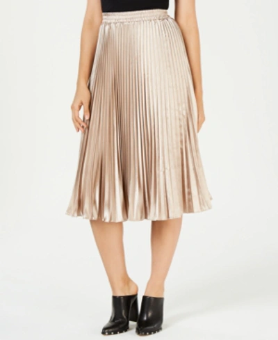 Lucy Paris Noelle Pleated Midi Skirt In Taupe
