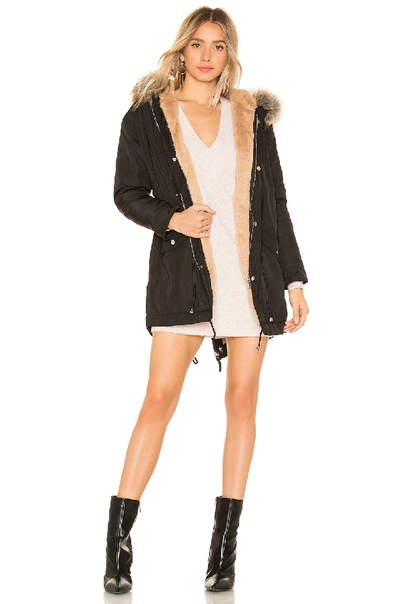 By The Way. Posh Faux Fur Parka In Black