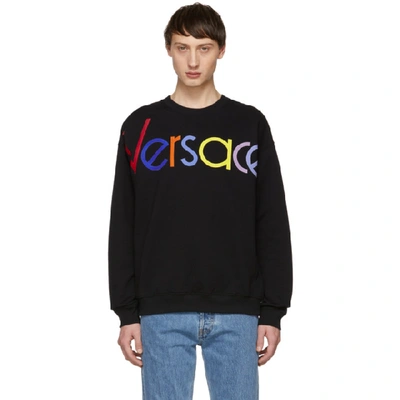 Versace Logo Embroidered Sweatshirt In Black