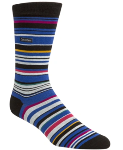 Calvin Klein Barcode Multistripe Socks In Black/sapphire