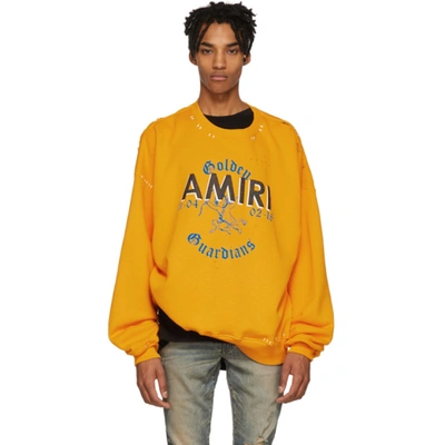 Amiri Yellow Oversized Team Logo Sweatshirt