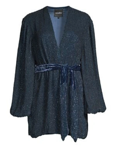 Retroféte Gabrielle Sequined Wrap Robe In Navy