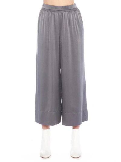 Theory Cropped Smocked Culottes In Grey