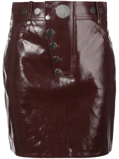 Alexander Wang Patent Leather Snap Mini Skirt In Red