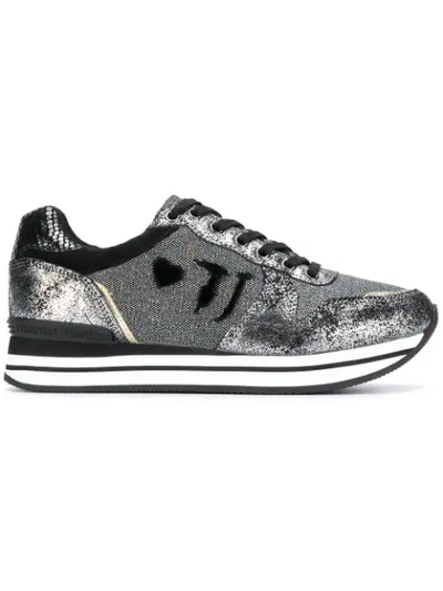 Trussardi Jeans Glitter Detail Sneakers - Silver